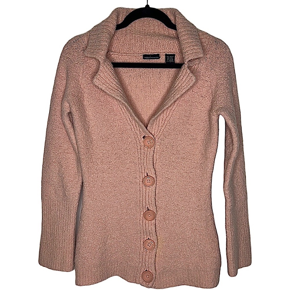 VICTORIA'S SECRET MODA International Pink Knit Button Up Cardigan Sweater